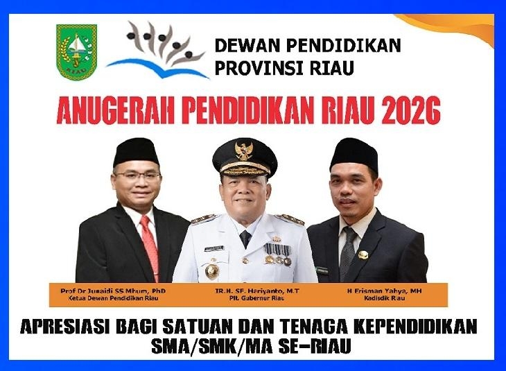 Besok Siang, Anugerah Pendidikan Riau Kembali Digelar untuk Tujuh Kategori
